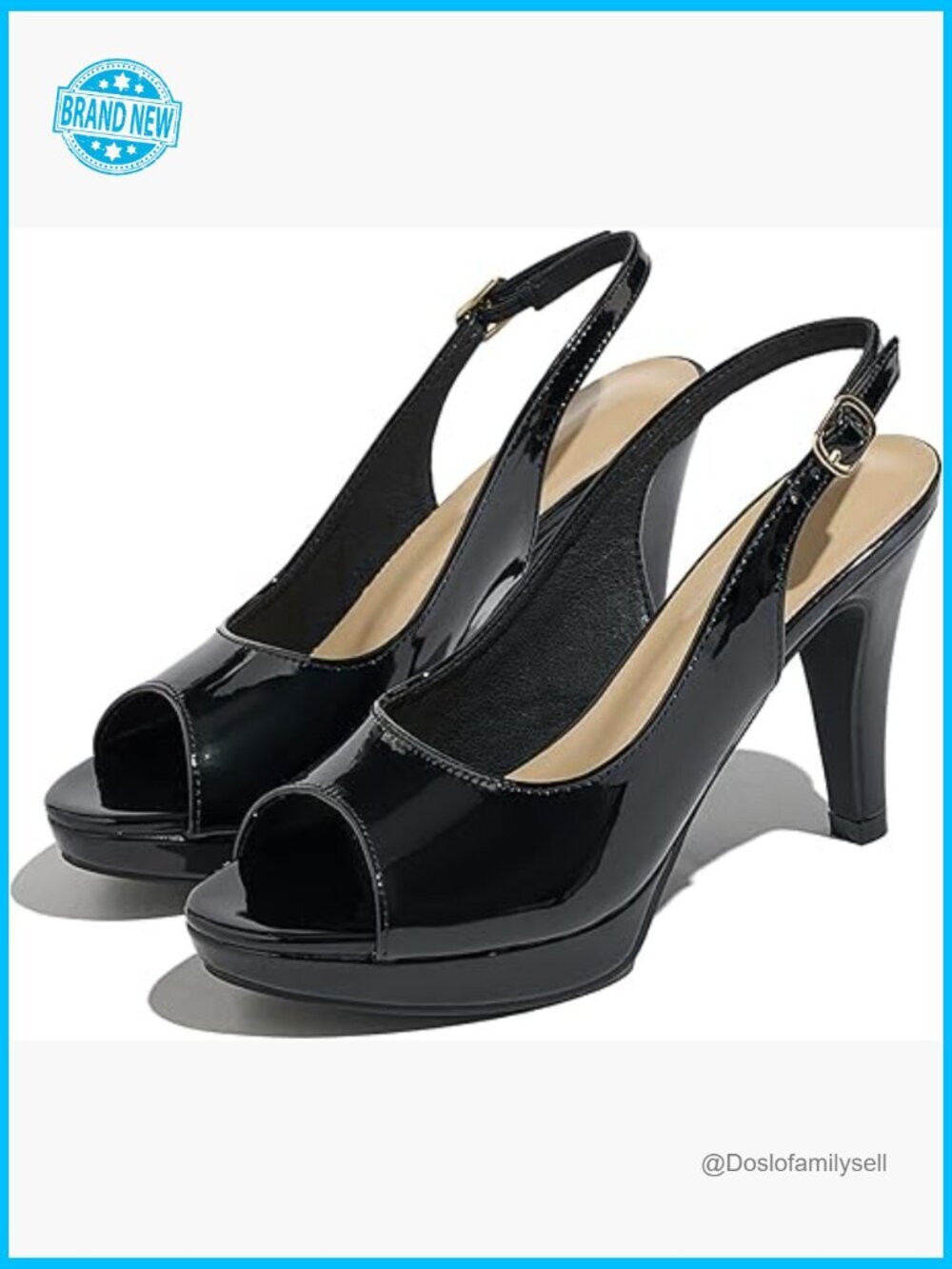 Sexy High Heels Peep Toe Ankle Strap Platform Block Slingback Dress Pumps